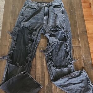 American Eagle Outfitters Distressed Black High Rise Jeans